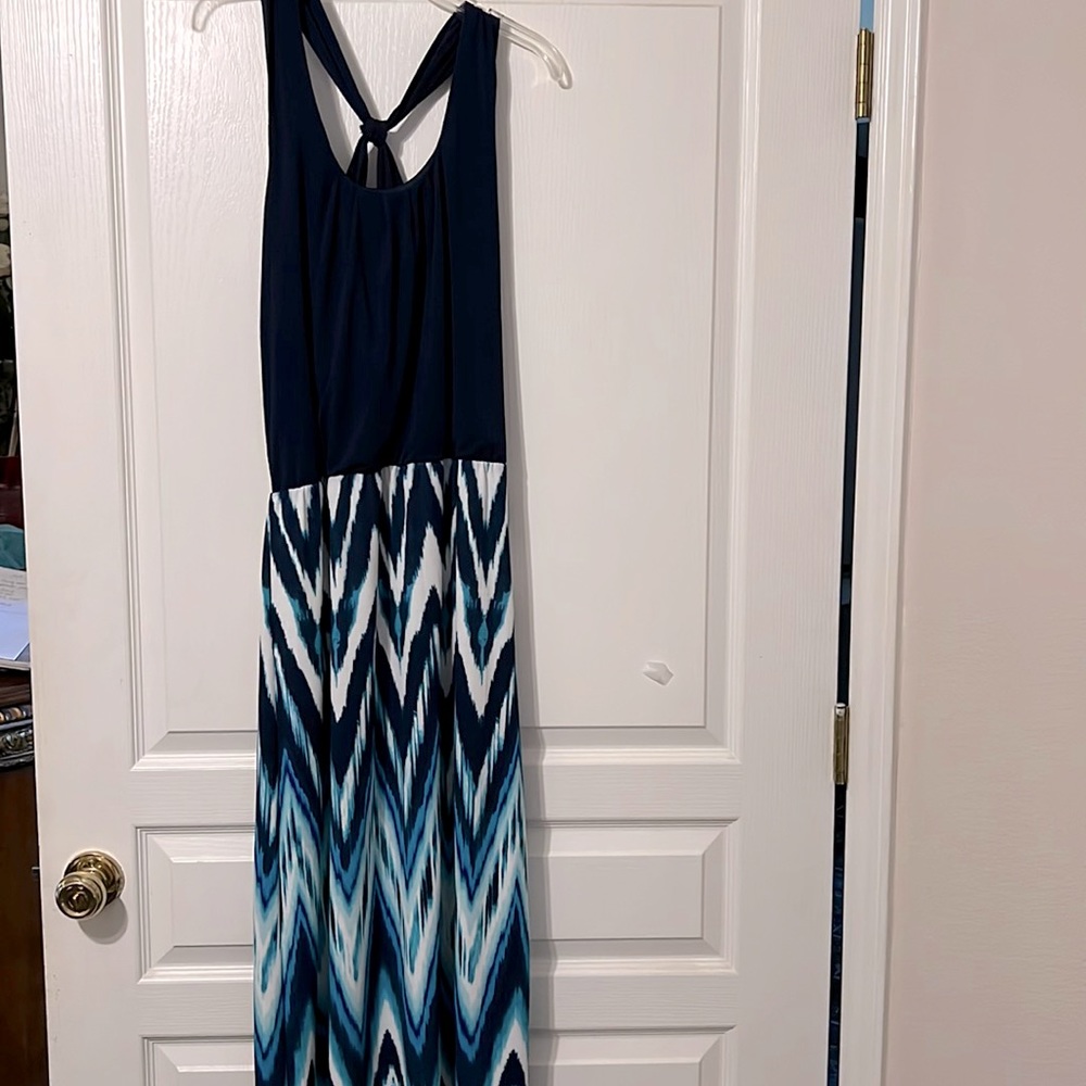 Summer Navy maxi dress with straps and front slit